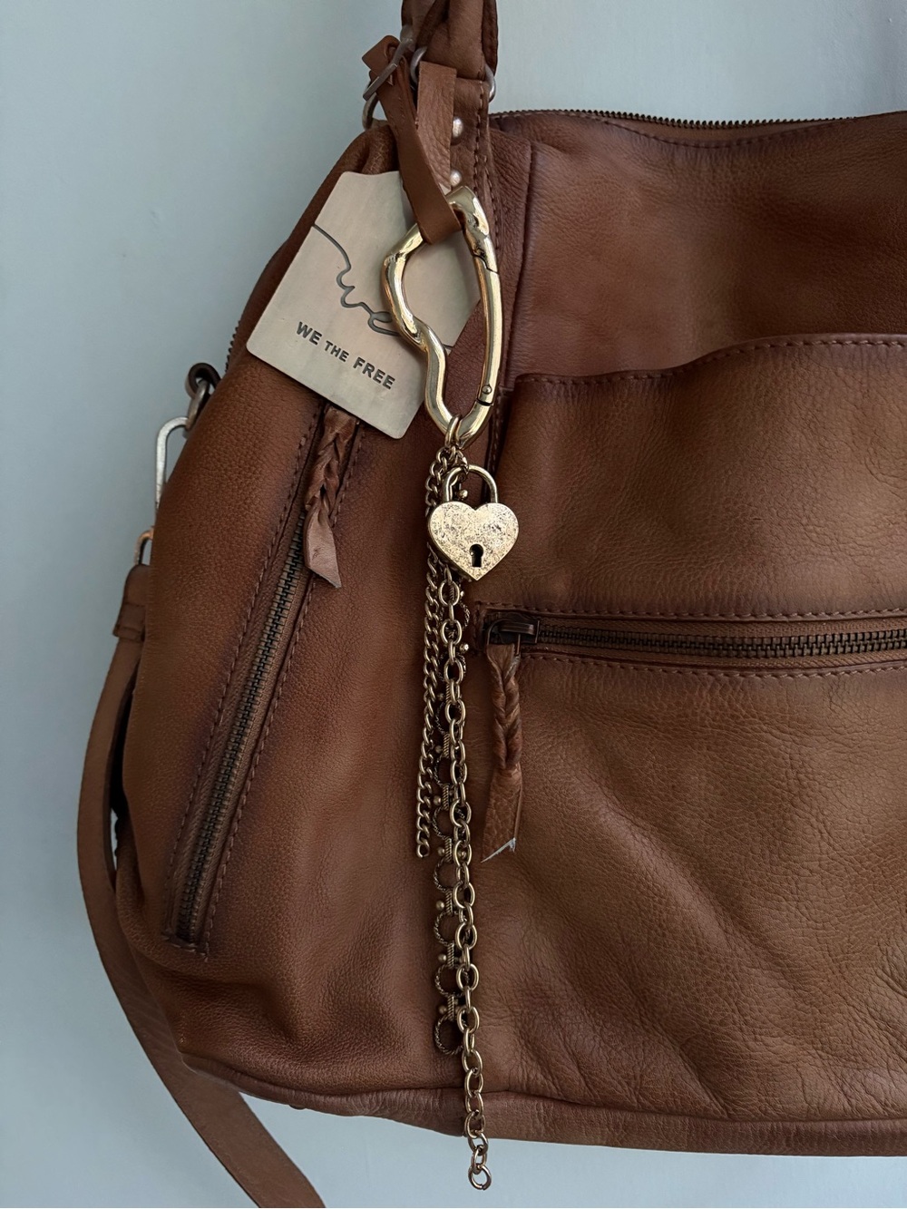 We The Free Brown Leather Tote with Charm - Picture 13 of 16